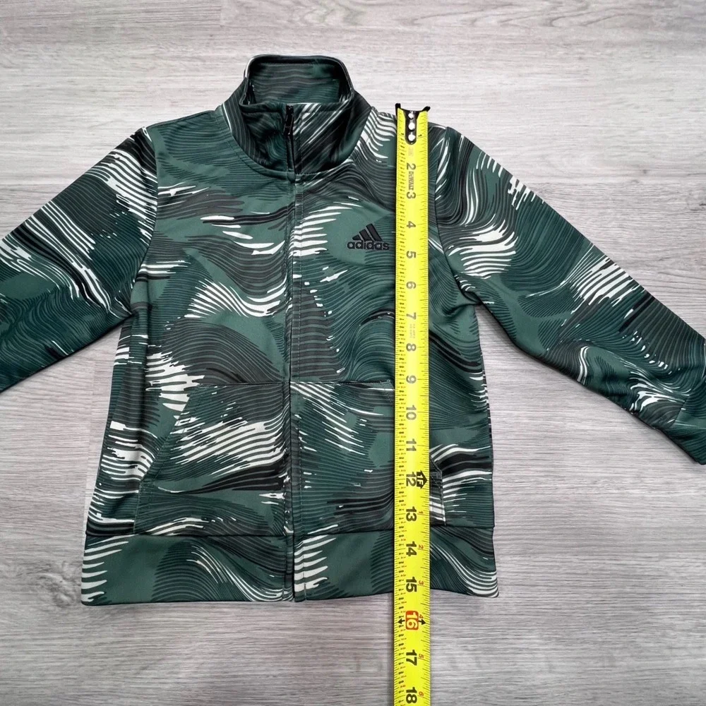 Adidas Kids Green Abstract Wave Full Zip Track Jacket HCM046‎ Size 2T